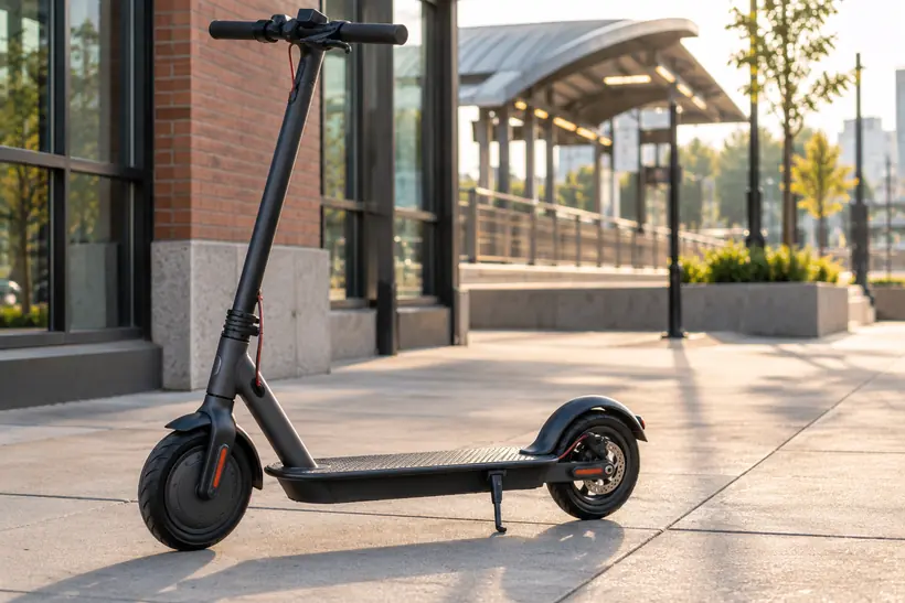 Editorial city visualization of a lightweight electric scooter; not an exact Gotrax GXL V2 photograph