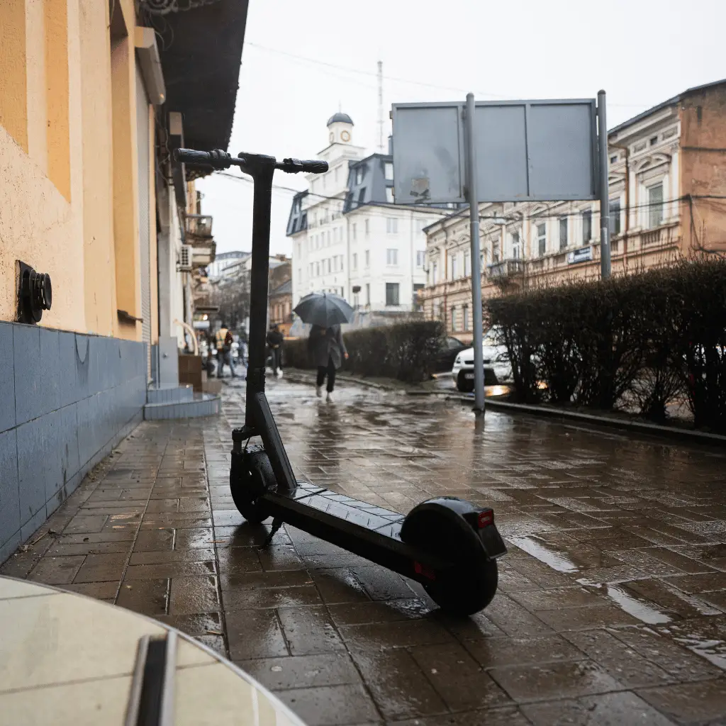 park scooter in the rain image