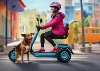 walking dog with scooter