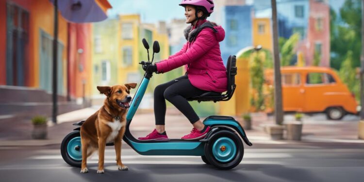 walking dog with scooter